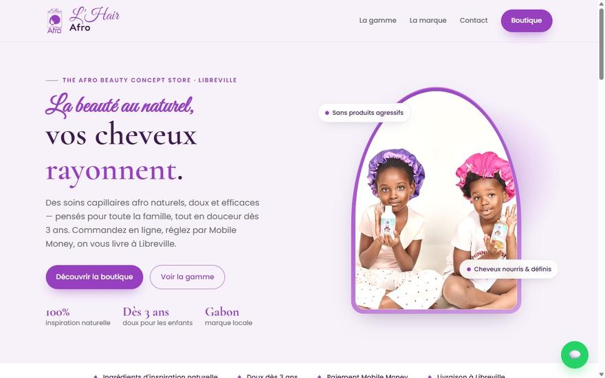 Page d'accueil de la boutique L'Hair Afro